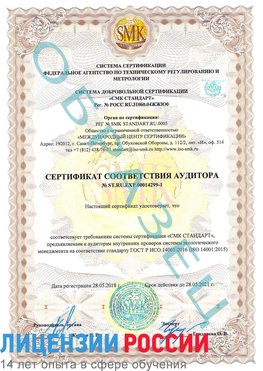 Образец сертификата соответствия аудитора №ST.RU.EXP.00014299-1 Новониколаевский Сертификат ISO 14001
